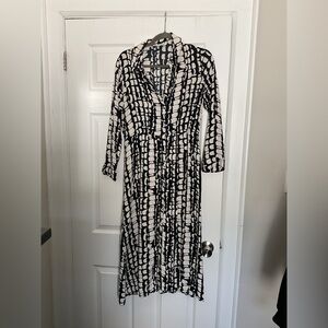 Zara Black and White Buttoned Dress